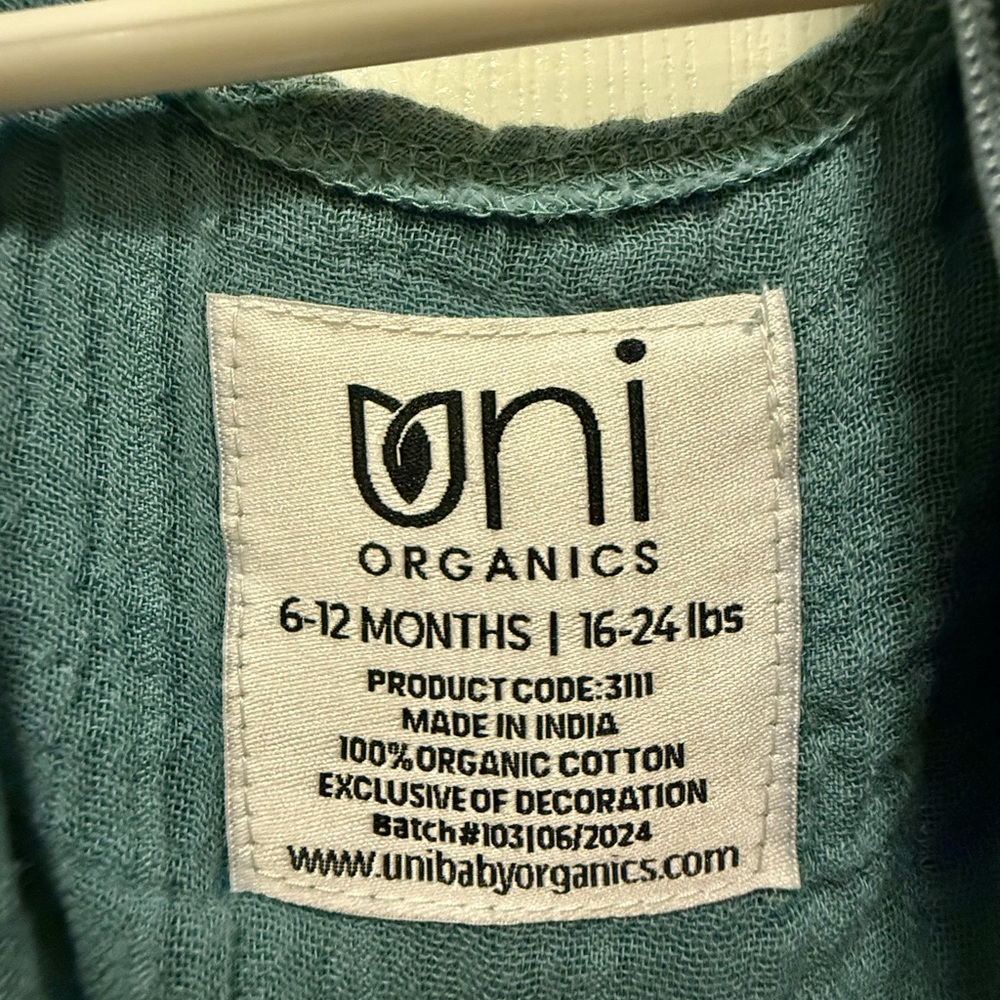 Uni Organics Baby Pajamas Sleep Sack - Teal - Picture 3 of 4